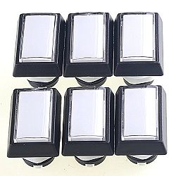 Easyget 6 Pcs/lots New Rectangular LED Illuminated Push Button for Beatmania Iidx Video Game DIY Parts , Arcade Video Games DIY Parts & Mame Cabinet DIY Parts (50mm*33mm - With Microswitches and LED Lamps) White Color