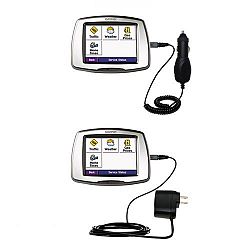 Gomadic Car and Wall Charger Essential Kit for the Garmin StreetPilot C580 - Includes both AC Wall and DC Car Charging Options with TipExchange