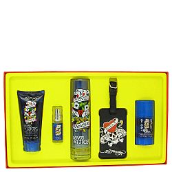 love & luck by christian audigier (men) - Gift Set -- 3.4 oz Eau De Toilette Spray + 3 oz Hair & Body Wash + 2.75 oz Deodorant Stick + .25 oz Mini EDT Spray + Luggage Tag / Men
