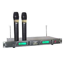 Pyle 19 Rack Mount Dual VHF Wireless Rechargeable Handheld Microphone System