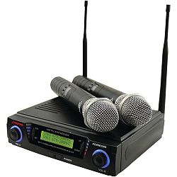 PYLE PRO PDWM3300 Wireless Professional UHF Dual Channel Microphone System with Adjustable Frequency