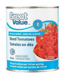 Great Value No Salt Added Diced Tomatoes
