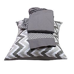 Bacati 3-Piece Mix and Match Zigzag/Dots Toddler Bed Sheet Set, Grey