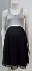 Thyme Maternity 2 tone dress grey top with black chiffon skirt - S