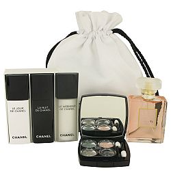 Coco Mademoiselle for Women by Chanel, Gift Set - 1.7 oz Eau De Parfum Spray + Make Up Kit + Three 1/2 oz Recharge ( Le Jour, La Nuit + Le Weekend) in Chanel Pouch