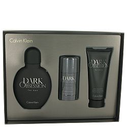 Dark Obsession by Calvin Klein for Men, Gift Set - 4 oz Eau De Toilette Spray + 2.6 oz Deodorant Stick + 3.4 oz After Shave Balm