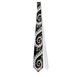 Piano Keys and Golden Music Notes Neck Tie