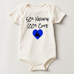 50% Newfie - 100% Cute (blue) Baby Bodysuit