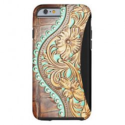 Western Style Turquoise and Tooled Leather Look Tough Iphone 6 Case