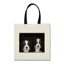 Bernese mountain dog puppies tote bag