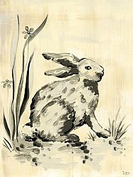 Oopsy Daisy Toile Bunny Cream and Black Stretched Canvas Wall Art by Heather Gentile-collins, 18 by 24-Inch