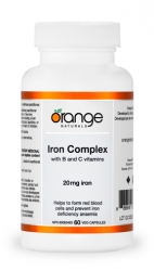 Orange Naturals Iron Complex with B + C Vitamins 20mg 60 Capsules