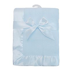 American Baby Company Fleece Blanket 30" X 40" with 2" Satin Trim, Blue