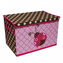 Bacati Ladybugs Storage Toy Chest, Pink/Chocolate
