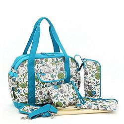 Luisvanita 5 Pieces Diaper Bag Set Blue and Flora Printing by LuisVanita