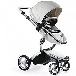 Mima Xari Stroller (Aluminum Chassis, Snow White Seat, Black & White Starter Pack) by Mima