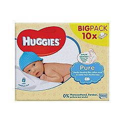 Huggies Pure Baby Wipes 10 x 56 per pack - Pack of 6
