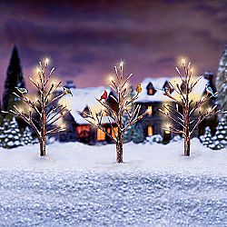 Winter Song Birds Lighted Trees With Song Birds Winter Village Accessory Figurines