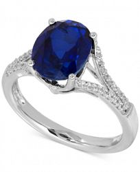 Lab-Created Sapphire (3-5/8 ct. t. w. ) and White Sapphire (1/5 ct. t. w. ) Ring in Sterling Silver