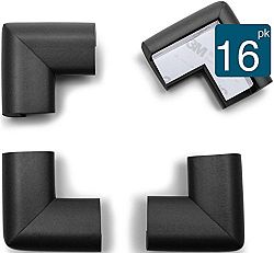 Roving Cove¨ 16-Piece EXTRA PURE, EXTRA DENSE "Safe Corner™ Cushion" - VALUE PACK - ONYX; Premium Childproofing Corner Guard - Child Safety Home Safety Furniture and Table Edge Corner Protectors