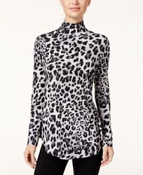 Jm Collection Petite Animal-Print Turtleneck Top, Created for Macy's