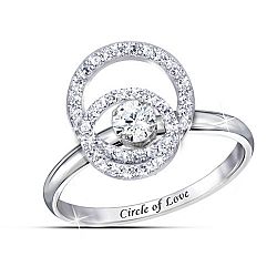Sterling Silver Circle Of Love Spinning White Topaz Ring