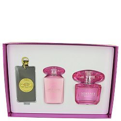 Bright Crystal Absolu for Women by Versace, Gift Set - 3 oz Eau De Parfum Spray + 3.4 oz Body Lotion + Gold Versace Keychain