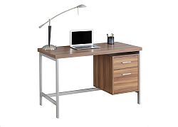 Computer Desk - 48 Inch L / Walnut / Silver Metal