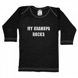 Rebel Ink Baby 370ls06 My Grandpa Rocks- 0-6 Month Black Long Sleeve Tee