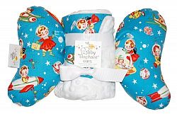 Baby Elephant Ears Head Support Pillow & Matching Blanket Gift Set (Retro Rockets) by Baby Elephant Ears
