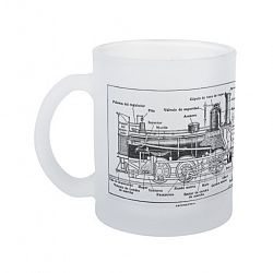 Steam Train Engine Diagram Frosted Glass Coffee Mug