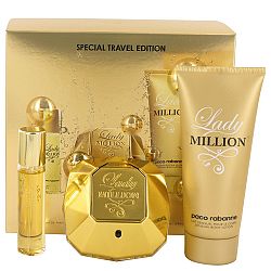 Lady Million for Women by Paco Rabanne, Gift Set - 2.7 oz Eau De Parfum Spray + 3.4 oz Body Lotion + .51 oz Mini EDP Spray