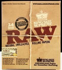 RAW King Size Supreme Classic Natural Rolling Paper - 24 packs