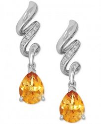 Citrine (1-9/10 ct. t. w. ) and Diamond Accent Twist Drop Earrings in Sterling Silver