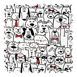 SheetWorld Cats & Dogs Jersey Fabric - By The Yard - 152.4 cm (60 inches)