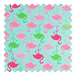 SheetWorld Flamingos Aqua Jersey Fabric - By The Yard - 152.4 cm (60 inches)