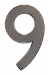 Solid Cast Brass 5 inch Floating House Number Dark Aged Copper "9"
