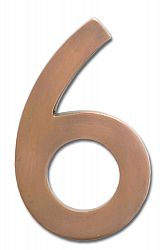 Solid Cast Brass 5 inch Floating House Number Antique Copper "6"