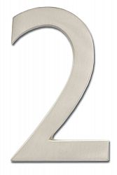 Solid Cast Brass 5 inch Floating House Number Satin Nickel "2"