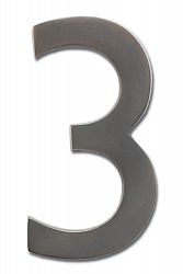 Solid Cast Brass 4 inch Floating House Number Dark Aged Copper "3"