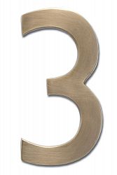 Solid Cast Brass 4 inch Floating House Number Antique Brass "3"
