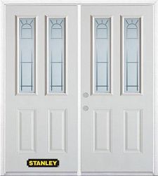 66-inch x 82-inch Chablis 2-Lite 2-Panel White Double Steel Door with Astragal and Brickmould