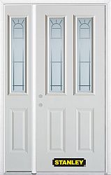 52-inch x 82-inch Chablis 2-Lite 2-Panel White Steel Entry Door with Sidelite and Brickmould