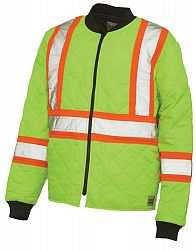 Quilted Safety Jacket With Stripes Yellow/Green Large