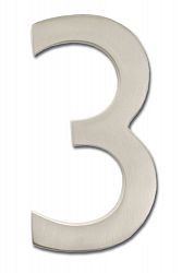 Solid Cast Brass 4 inch Floating House Number Satin Nickel "3"