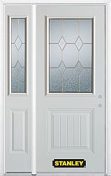 52-inch x 82-inch Tulip 1/2-Lite 1-Panel White Steel Entry Door with Sidelite and Brickmould