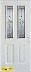 34-inch x 80-inch Art Deco 2-Lite 2-Panel White Steel Entry Door with Left Inswing