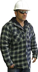 Hooded Quilted Plaid Shirt Xlarge