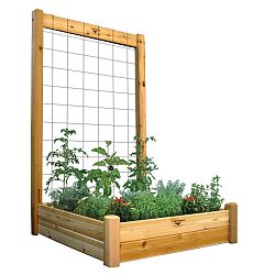 48-inch x 48-inch x 80-inch x 10-inch D Raised Garden Bed with Trellis Kit & Food Safe Finish