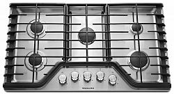 30-inch Five Burner Gas Cooktop with Even-Heat™ in Stainless Steel